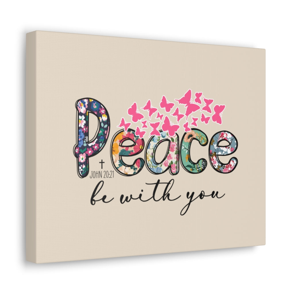 Scripture Walls Peace Be With You John 20:21 Butterfly Bible Verse Canvas Christian Wall Art Ready to Hang Unframed-Express Your Love Gifts