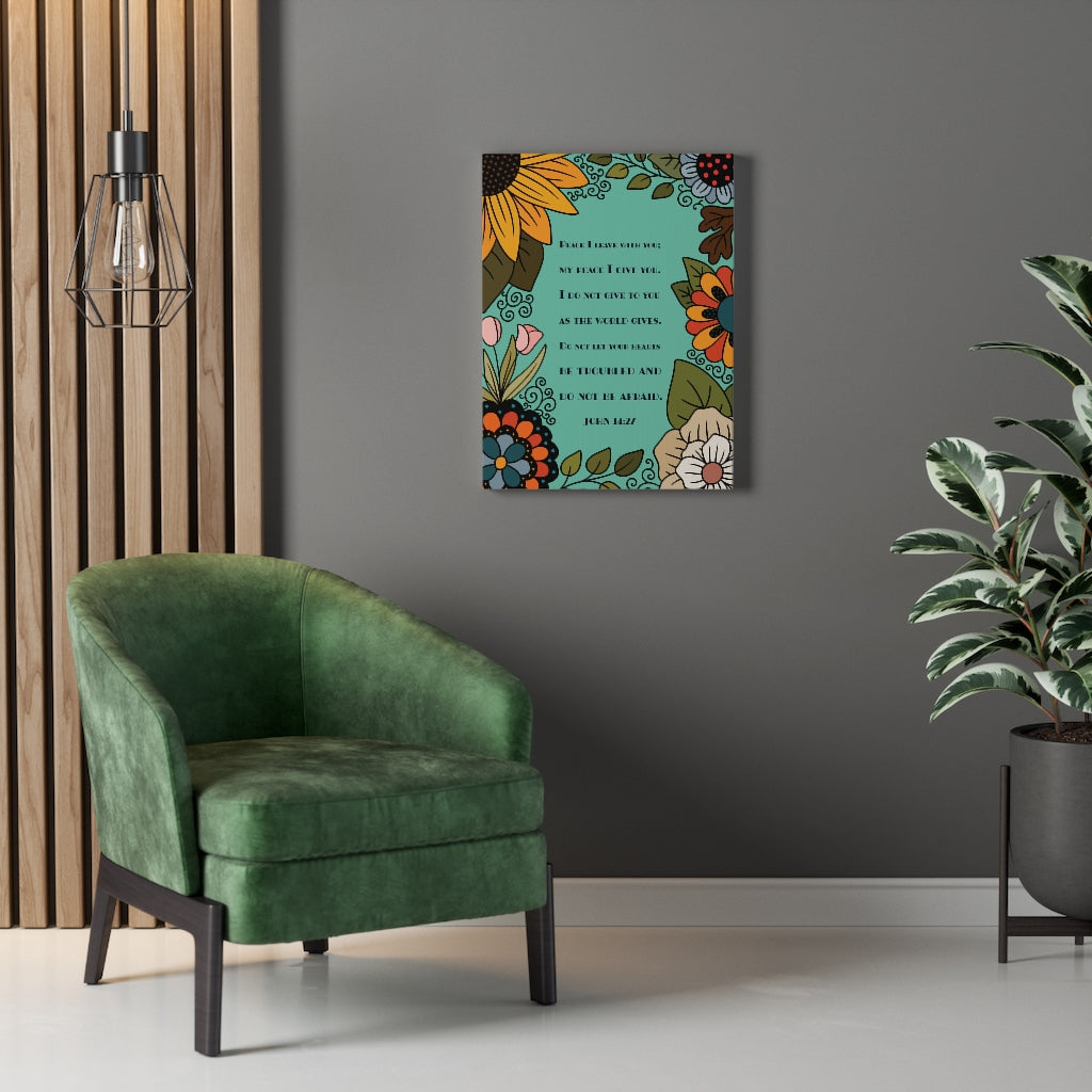 Scripture Walls Peace I Live With You John 14:27 Bible Verse Canvas Christian Wall Art Ready to Hang Unframed-Express Your Love Gifts