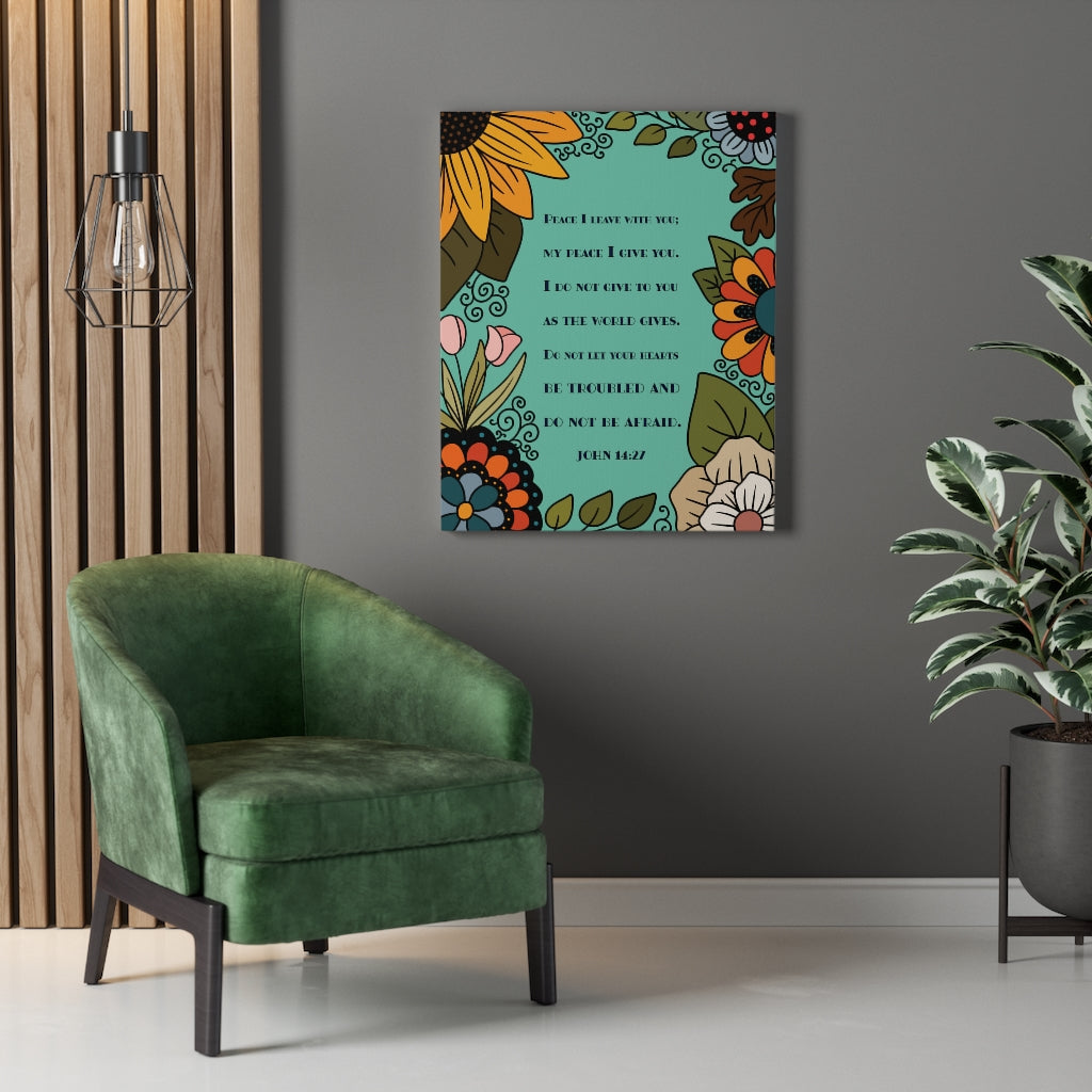 Scripture Walls Peace I Live With You John 14:27 Bible Verse Canvas Christian Wall Art Ready to Hang Unframed-Express Your Love Gifts