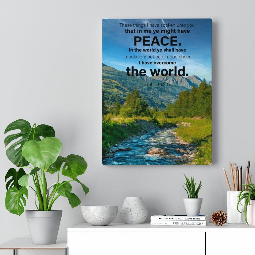 Scripture Walls Peace the World John 16:33 Bible Verse Canvas Christian Wall Art Ready to Hang Unframed-Express Your Love Gifts