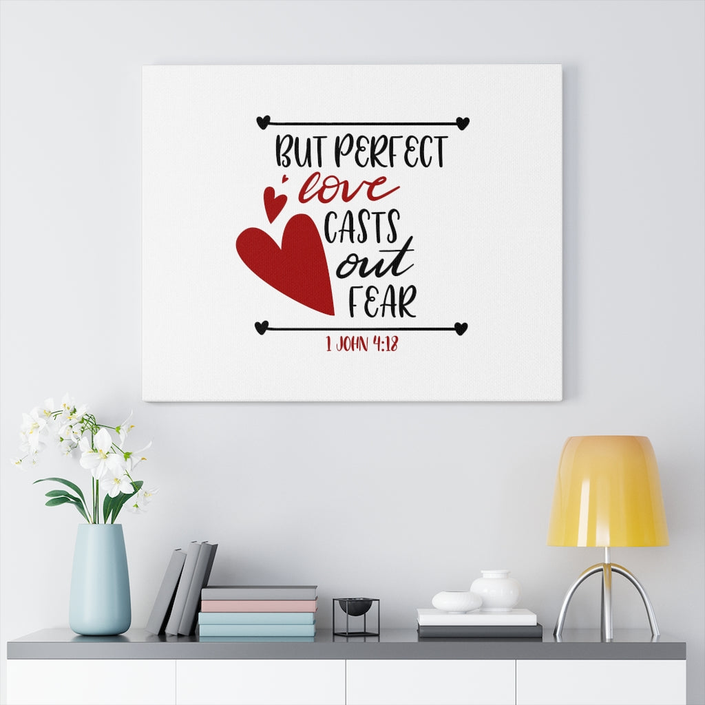 Scripture Walls Perfect Love 1 John 4:18 Heart Bible Verse Canvas Christian Wall Art Ready to Hang Unframed-Express Your Love Gifts