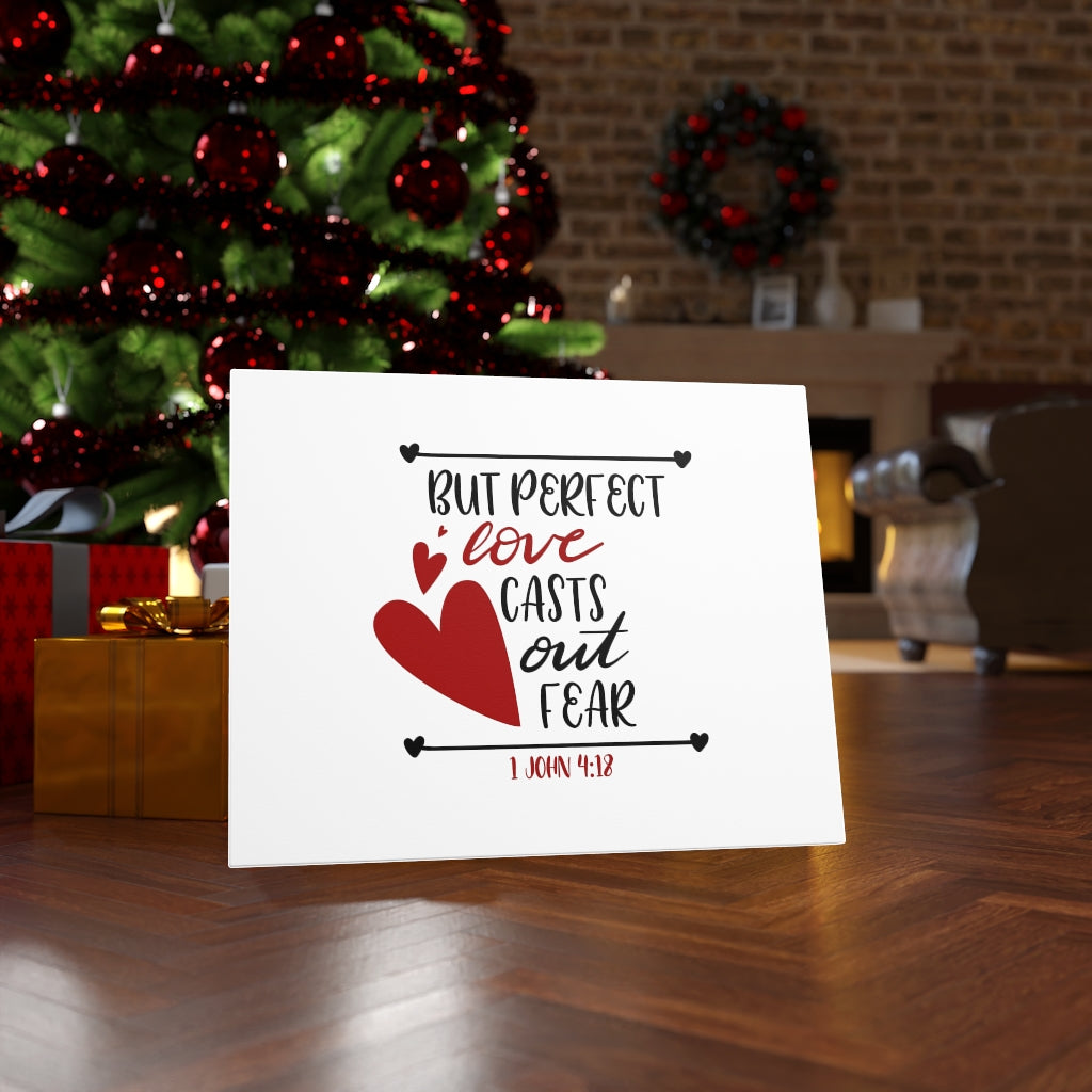 Scripture Walls Perfect Love 1 John 4:18 Heart Bible Verse Canvas Christian Wall Art Ready to Hang Unframed-Express Your Love Gifts