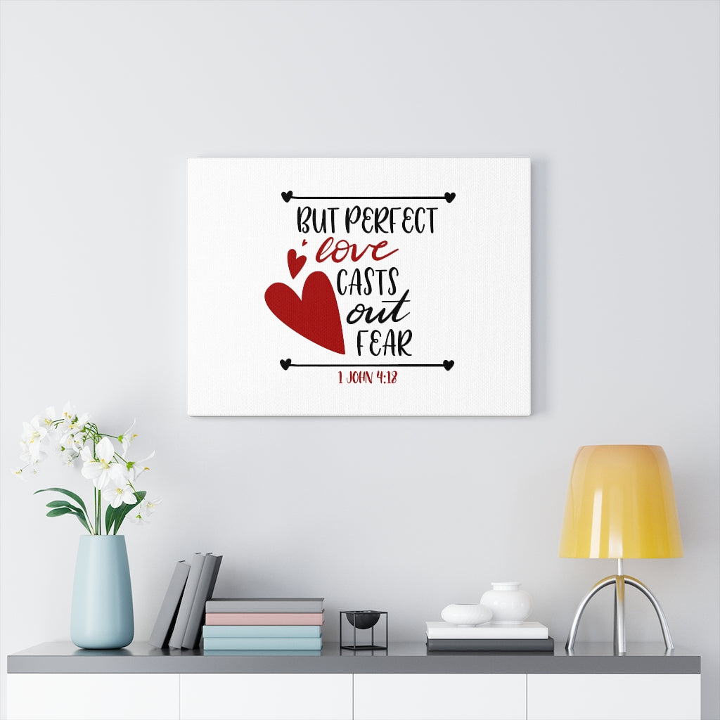 Scripture Walls Perfect Love 1 John 4:18 Heart Bible Verse Canvas Christian Wall Art Ready to Hang Unframed-Express Your Love Gifts