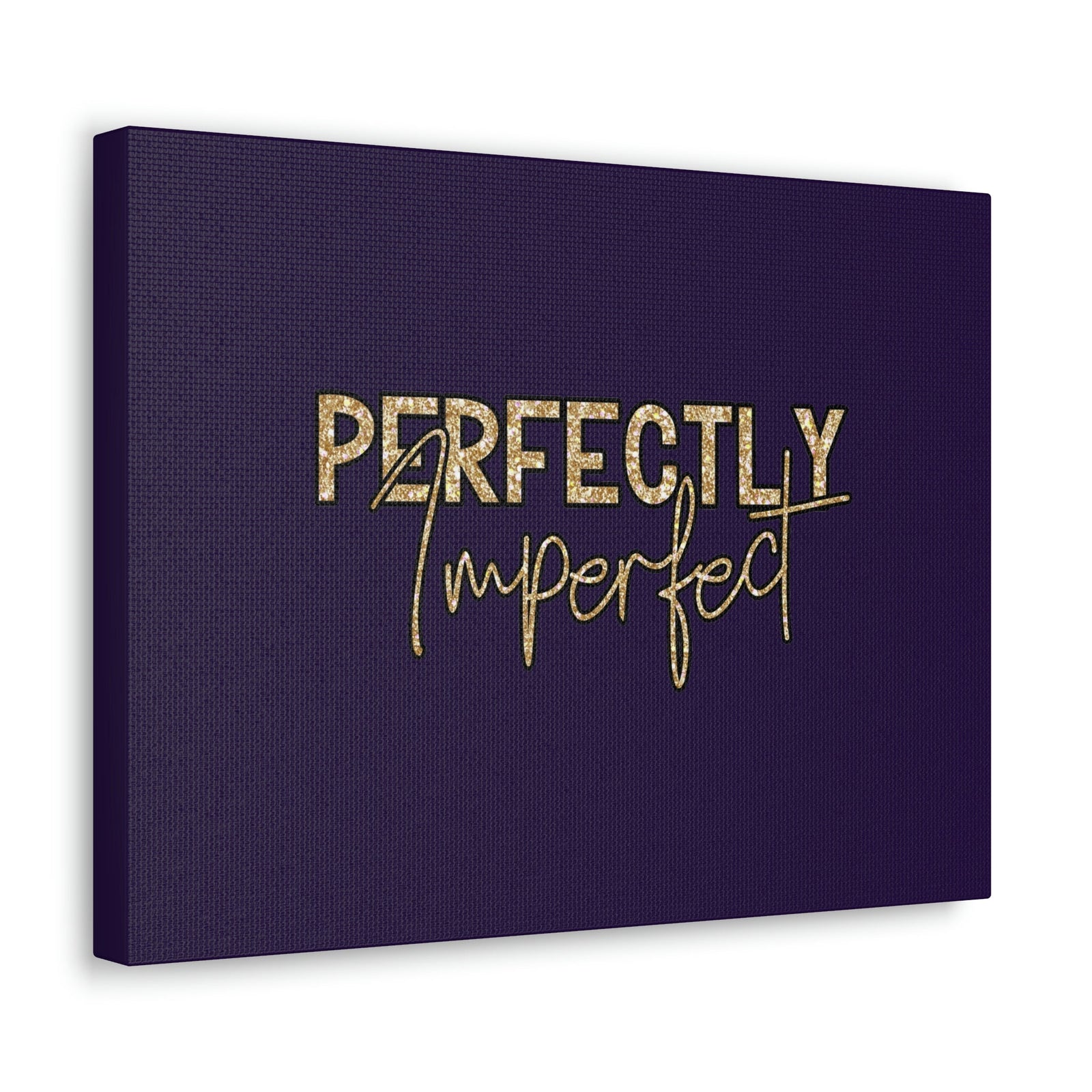 Scripture Walls Perfectly Imperfect Genesis 1:27 Gold Glitter Purple Bible Canvas Christian Wall Art Ready to Hang Unframed-Express Your Love Gifts