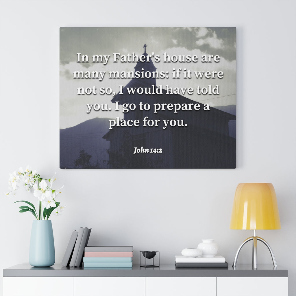 Scripture Walls Place For You John 14:2 Bible Verse Canvas Christian Wall Art Ready to Hang Unframed-Express Your Love Gifts