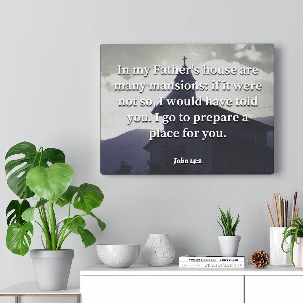 Scripture Walls Place For You John 14:2 Bible Verse Canvas Christian Wall Art Ready to Hang Unframed-Express Your Love Gifts