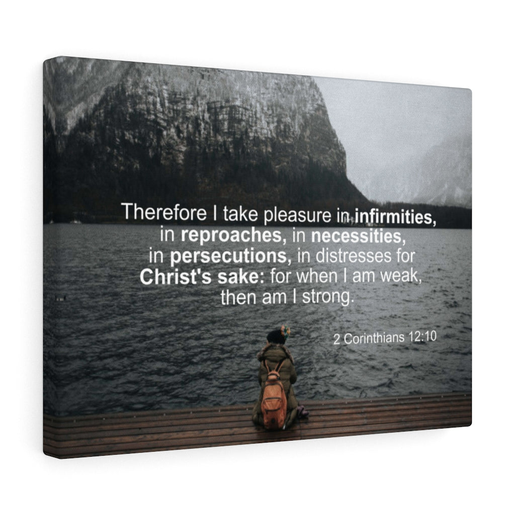Scripture Walls Pleasure in Infirmities 2 Corinthians 12:10 Bible Verse Canvas Christian Wall Art Ready to Hang Unframed-Express Your Love Gifts