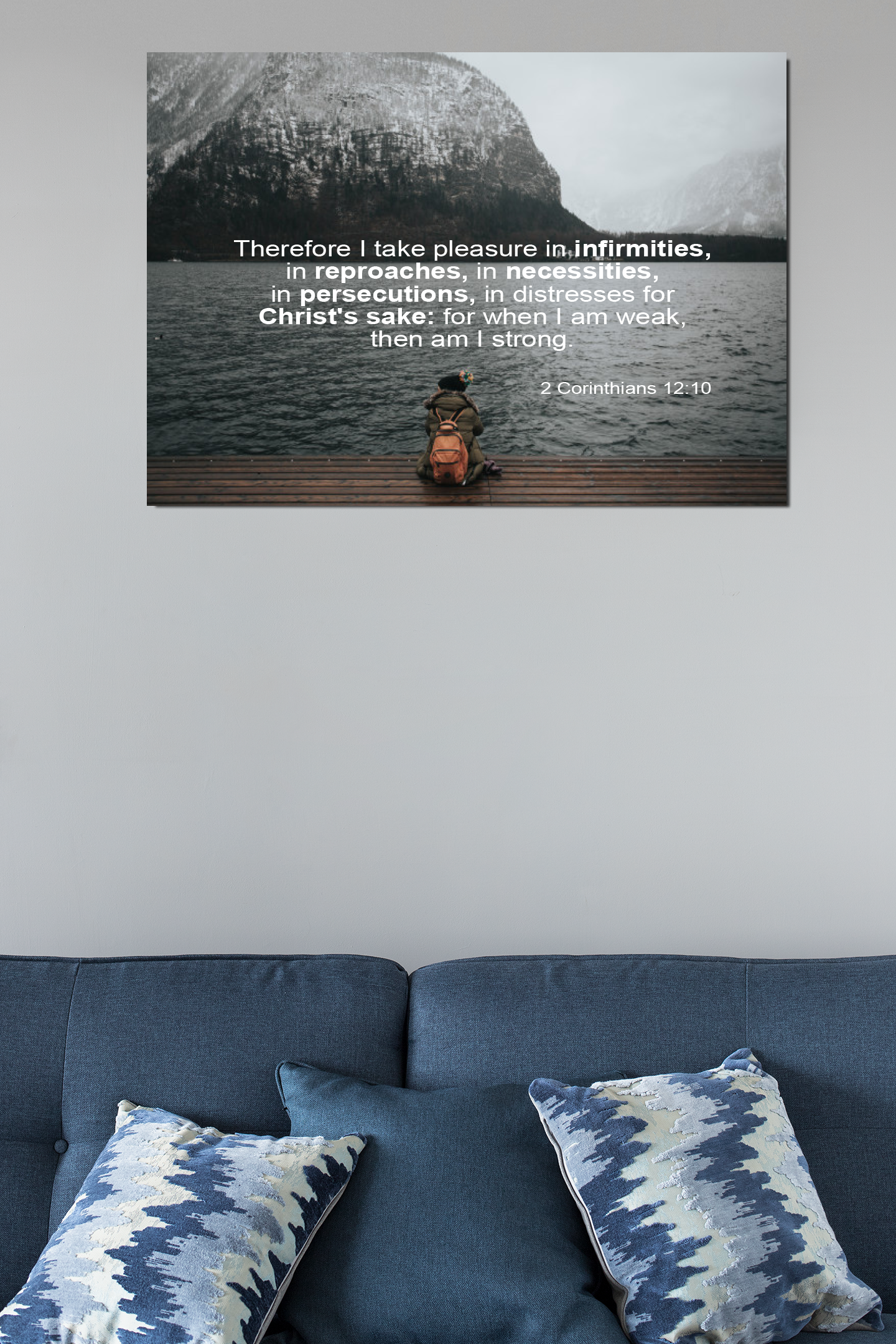 Scripture Walls Pleasure in Infirmities 2 Corinthians 12:10 Bible Verse Canvas Christian Wall Art Ready to Hang Unframed-Express Your Love Gifts