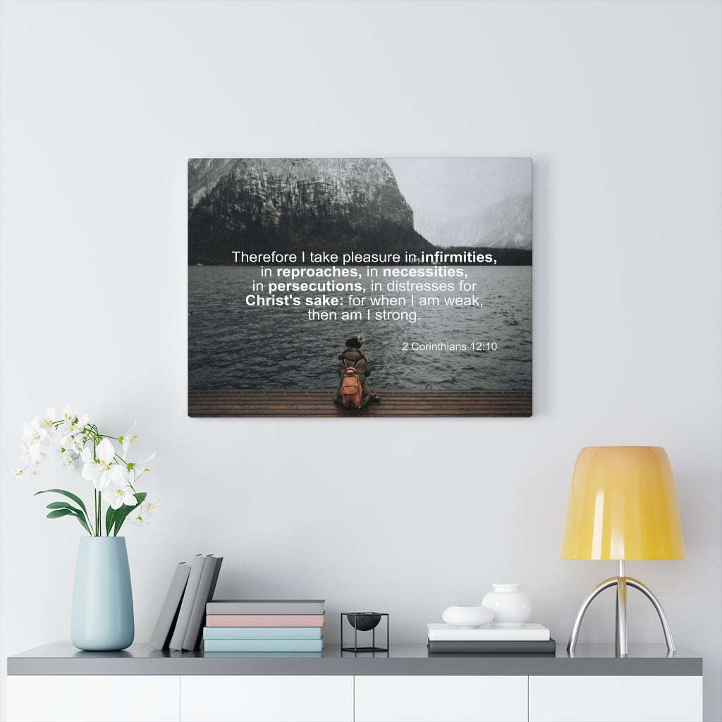 Scripture Walls Pleasure in Infirmities 2 Corinthians 12:10 Bible Verse Canvas Christian Wall Art Ready to Hang Unframed-Express Your Love Gifts