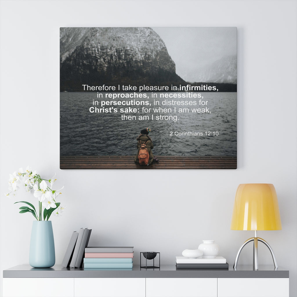 Scripture Walls Pleasure in Infirmities 2 Corinthians 12:10 Bible Verse Canvas Christian Wall Art Ready to Hang Unframed-Express Your Love Gifts