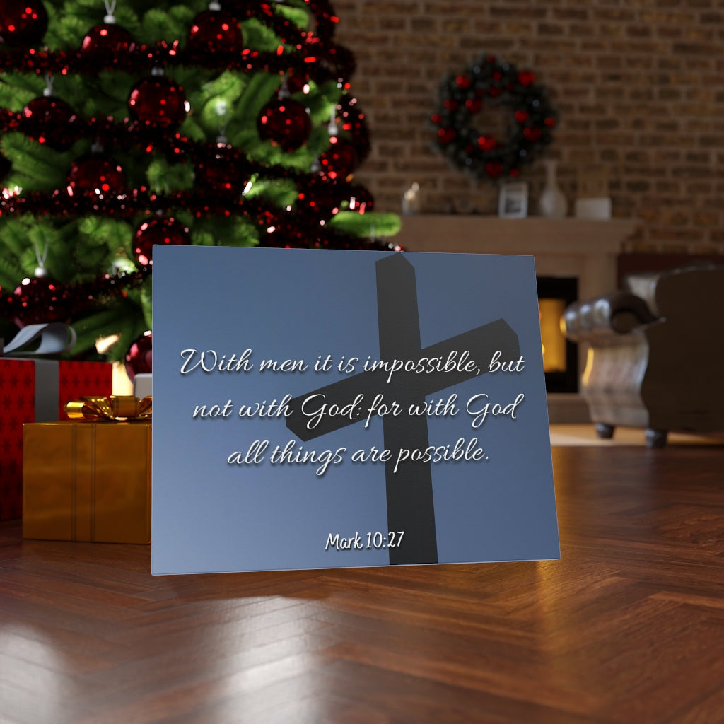 Scripture Walls Possible Mark 10:27 Bible Verse Canvas Christian Wall Art Ready to Hang Unframed-Express Your Love Gifts