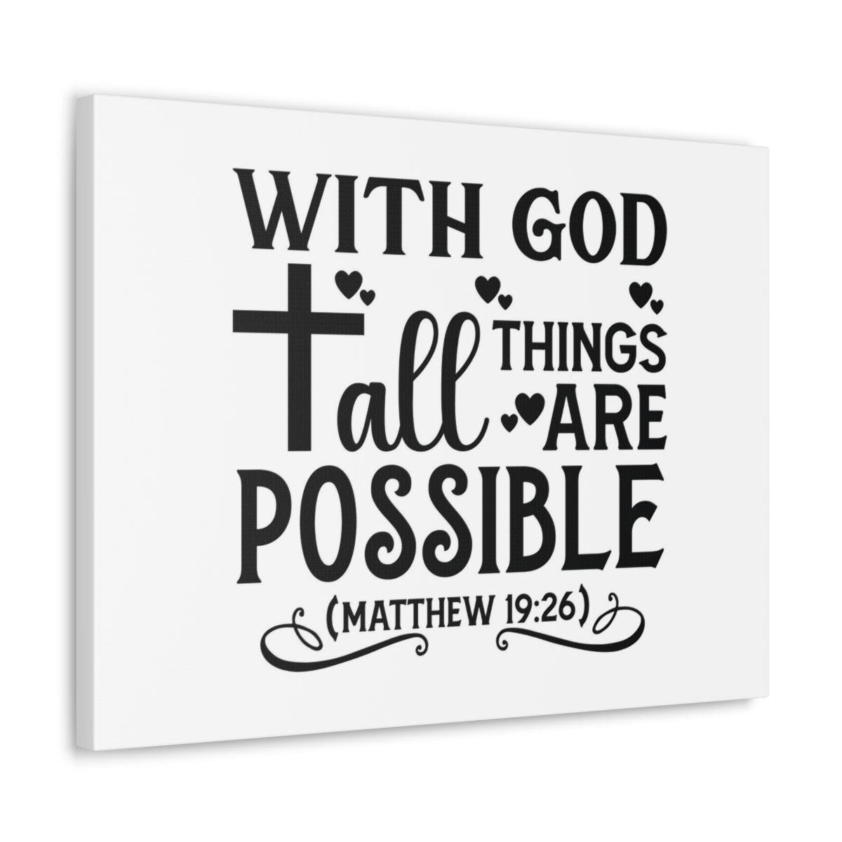 Scripture Walls Possible Matthew 19:26 Cross Heart Bible Verse Canvas Christian Wall Art Ready to Hang Unframed-Express Your Love Gifts
