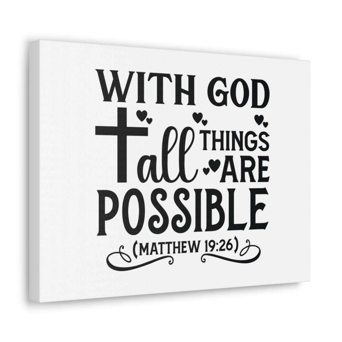 Scripture Walls Possible Matthew 19:26 Cross Heart Bible Verse Canvas Christian Wall Art Ready to Hang Unframed-Express Your Love Gifts