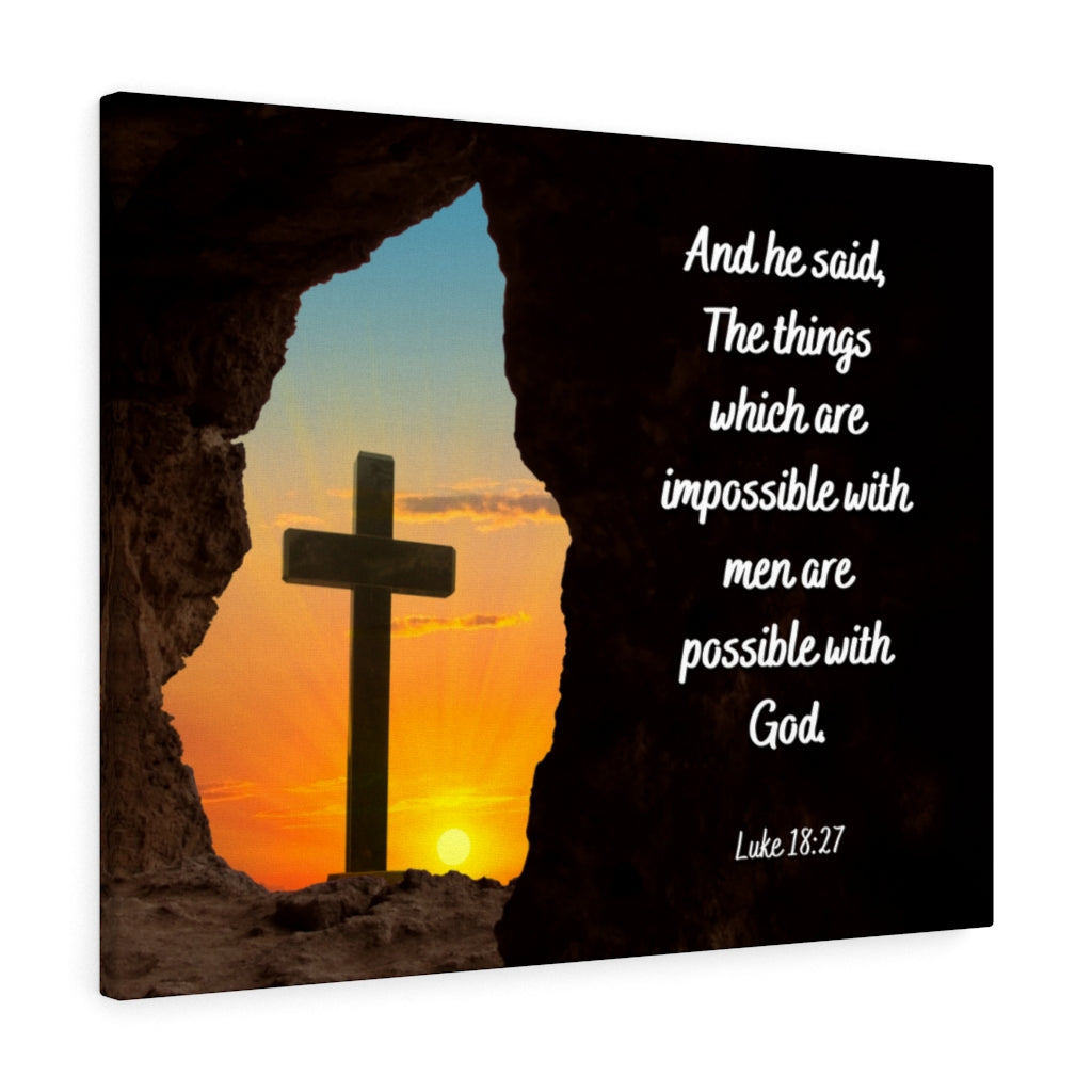 Scripture Walls Possible With God Luke 18:27 Bible Verse Canvas Christian Wall Art Ready to Hang Unframed-Express Your Love Gifts