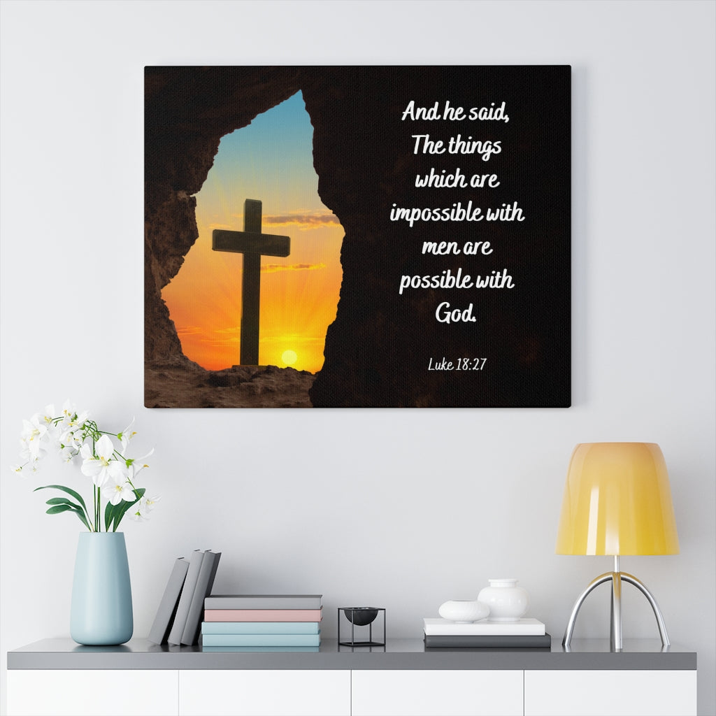 Scripture Walls Possible With God Luke 18:27 Bible Verse Canvas Christian Wall Art Ready to Hang Unframed-Express Your Love Gifts