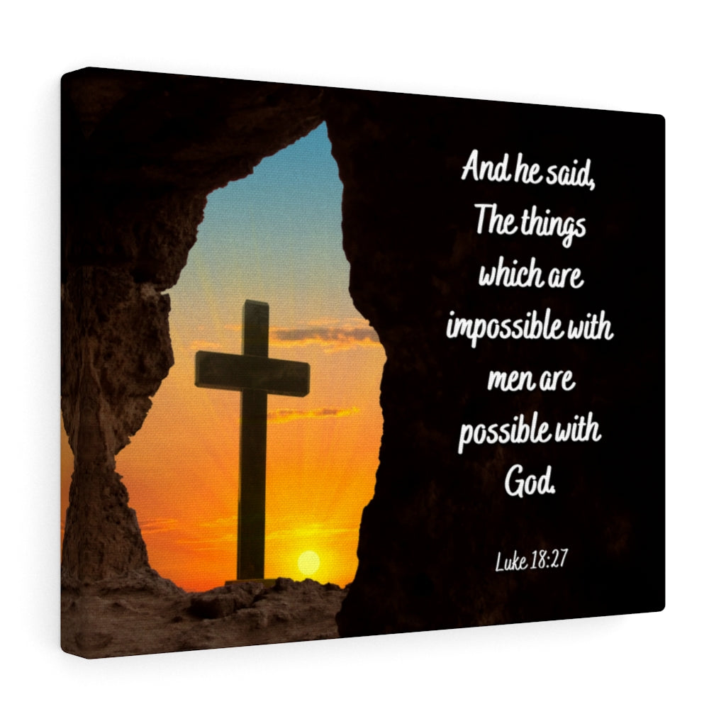 Scripture Walls Possible With God Luke 18:27 Bible Verse Canvas Christian Wall Art Ready to Hang Unframed-Express Your Love Gifts