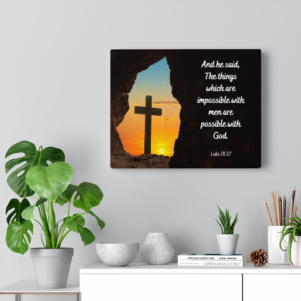 Scripture Walls Possible With God Luke 18:27 Bible Verse Canvas Christian Wall Art Ready to Hang Unframed-Express Your Love Gifts