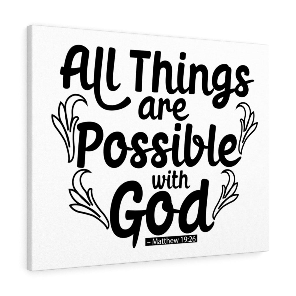 Scripture Walls Possible With God Matthew 19:26 Bible Verse Canvas Christian Wall Art Ready to Hang Unframed-Express Your Love Gifts