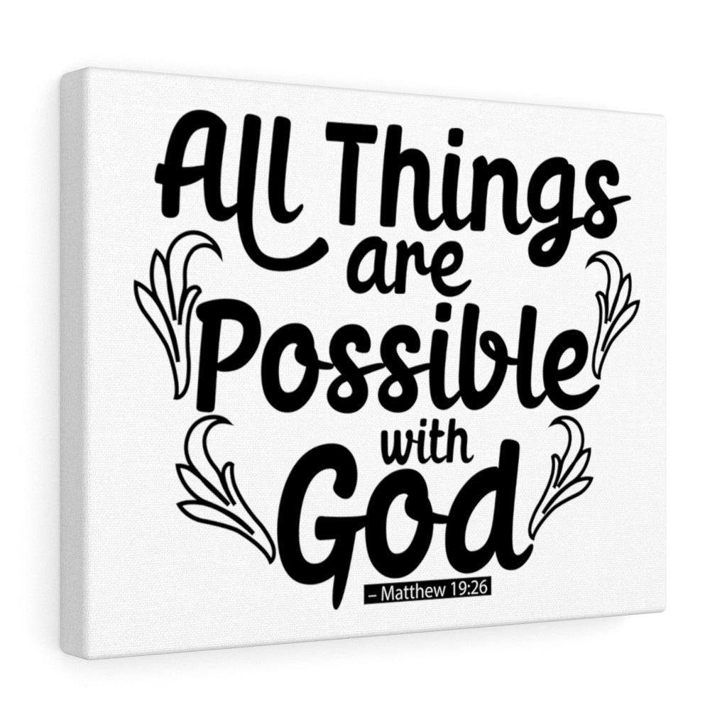Scripture Walls Possible With God Matthew 19:26 Bible Verse Canvas Christian Wall Art Ready to Hang Unframed-Express Your Love Gifts