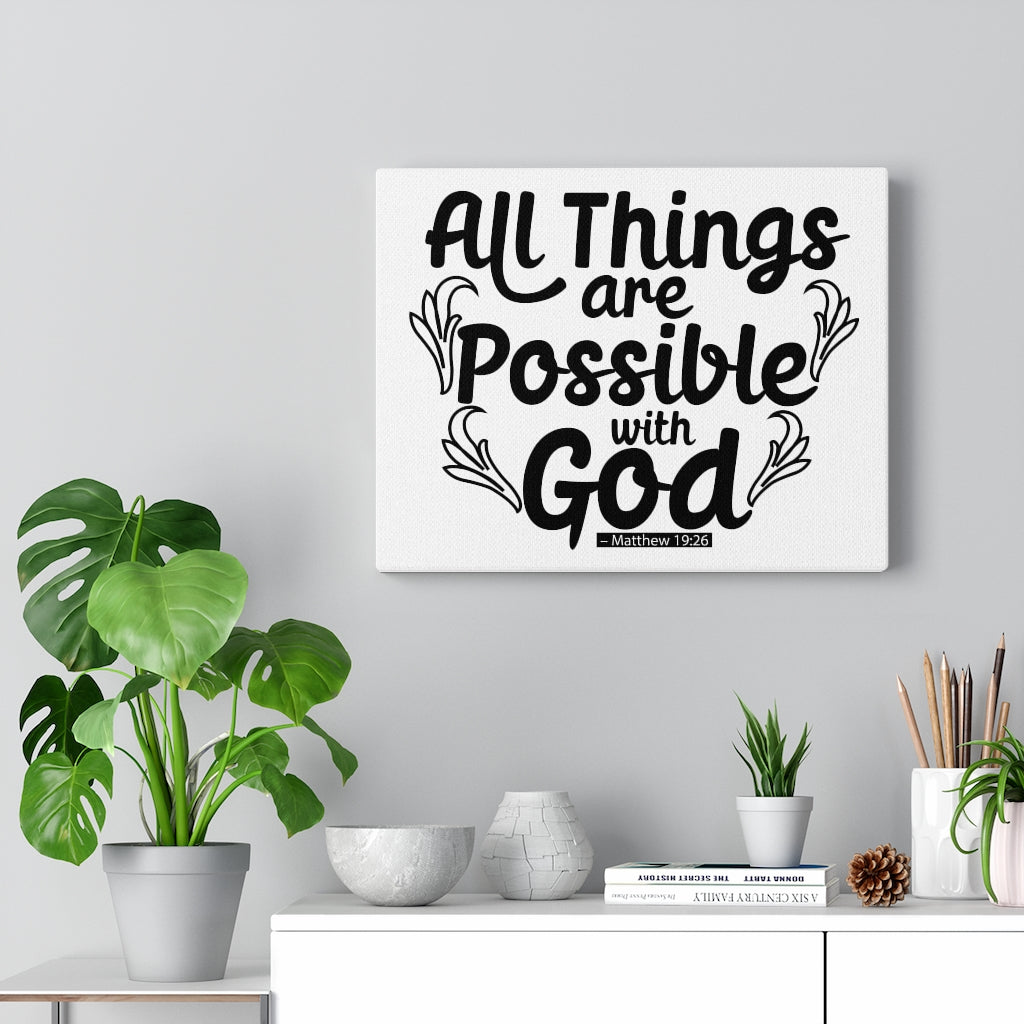 Scripture Walls Possible With God Matthew 19:26 Bible Verse Canvas Christian Wall Art Ready to Hang Unframed-Express Your Love Gifts