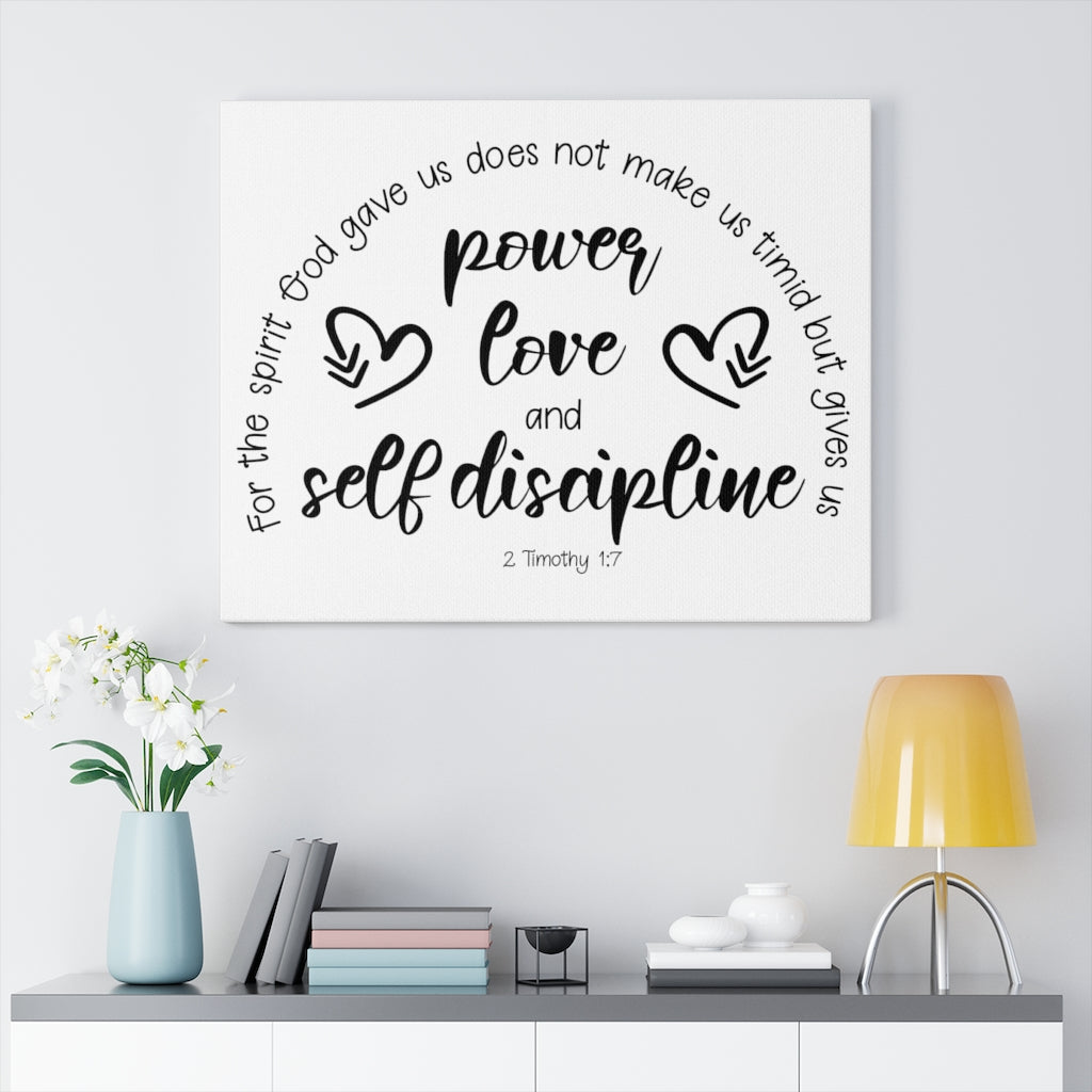 Scripture Walls Power Love And Self-Discipline 2 Timothy 1:7 Bible Verse Canvas Christian Wall Art Ready to Hang Unframed-Express Your Love Gifts