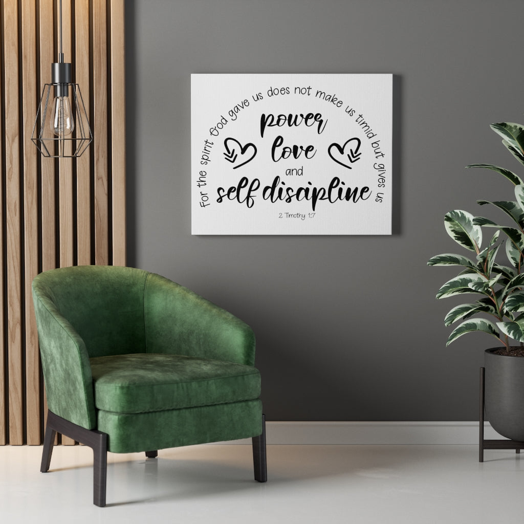 Scripture Walls Power Love And Self-Discipline 2 Timothy 1:7 Bible Verse Canvas Christian Wall Art Ready to Hang Unframed-Express Your Love Gifts