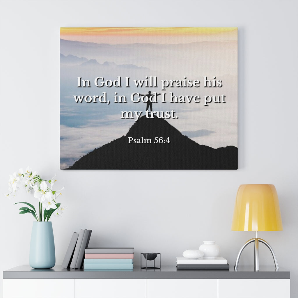 Scripture Walls Praise His Word Psalm 56:4 Bible Verse Canvas Christian Wall Art Ready to Hang Unframed-Express Your Love Gifts