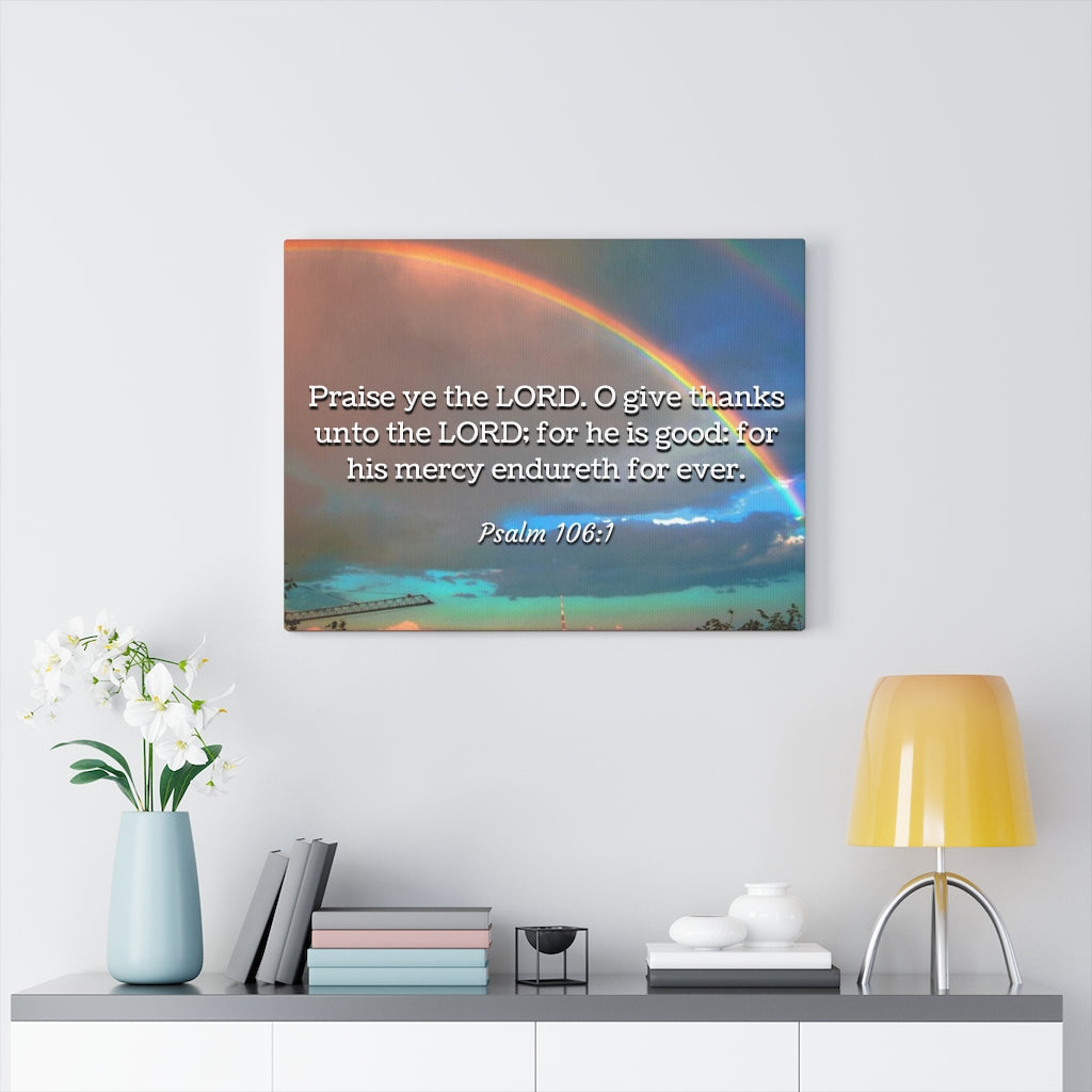 Scripture Walls Praise Ye Psalm 106:1 Bible Verse Canvas Christian Wall Art Ready to Hang Unframed-Express Your Love Gifts