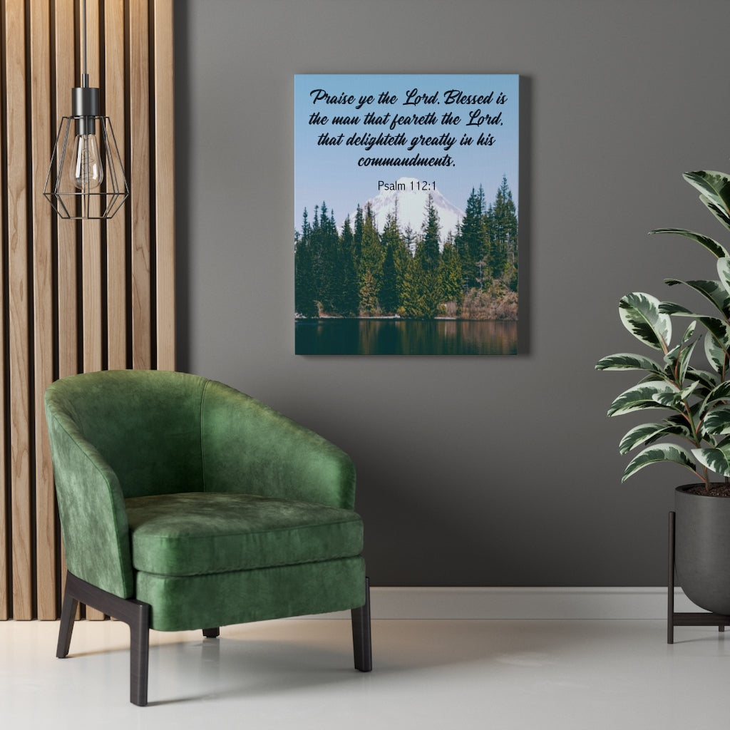 Scripture Walls Praise Ye The Lord Psalm 112:1 Bible Verse Canvas Christian Wall Art Ready to Hang Unframed-Express Your Love Gifts