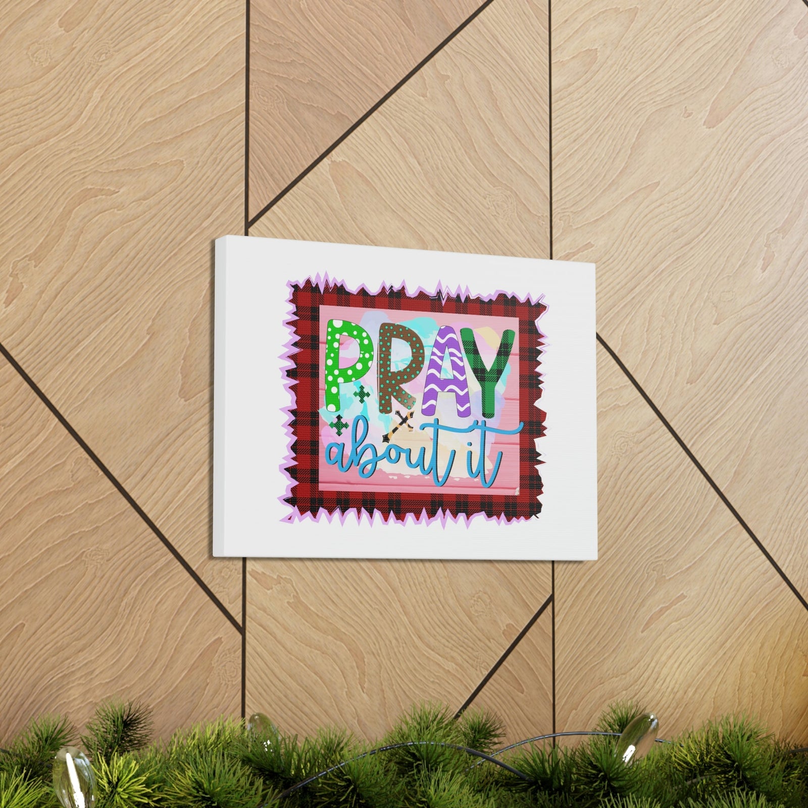Scripture Walls Pray About It Mark 11:24 Red Checkered Christian Wall Art Bible Verse Print Ready to Hang Unframed-Express Your Love Gifts