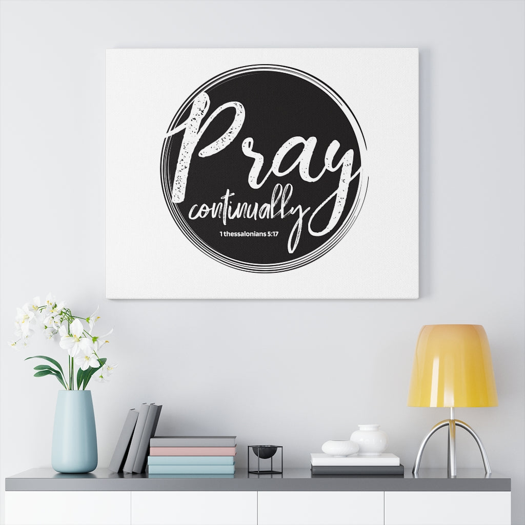 Scripture Walls Pray Continually Gray Circle 1 Thessalonians 5:17 Bible Verse Canvas Christian Wall Art Ready to Hang Unframed-Express Your Love Gifts