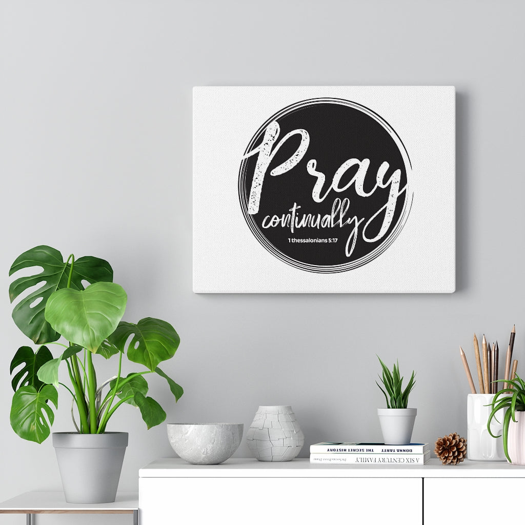 Scripture Walls Pray Continually Gray Circle 1 Thessalonians 5:17 Bible Verse Canvas Christian Wall Art Ready to Hang Unframed-Express Your Love Gifts