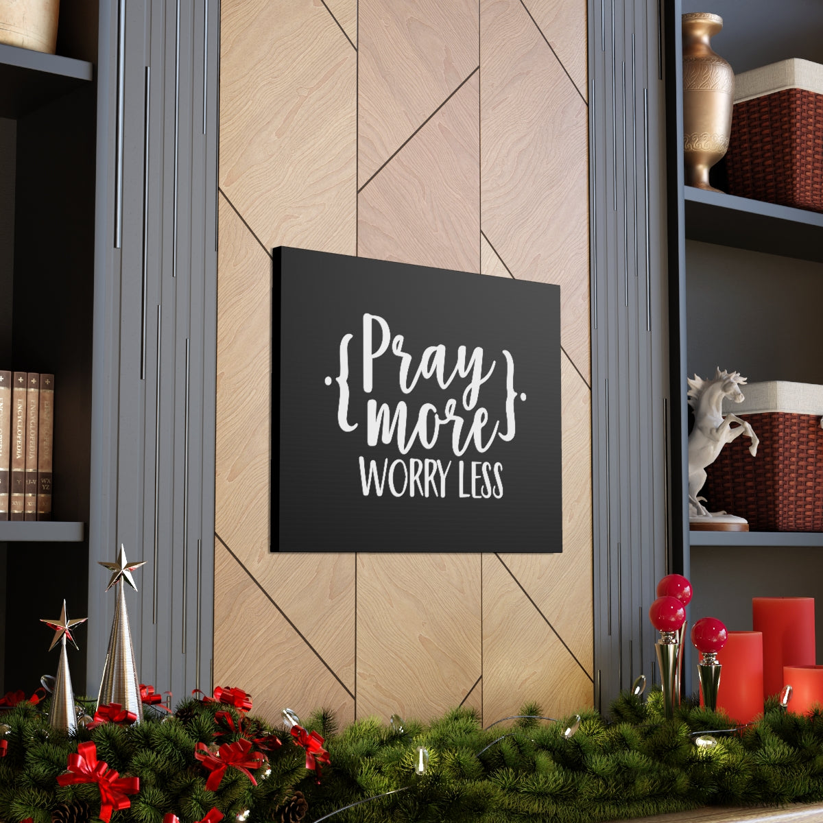 Scripture Walls Pray More Black 1 Peter 5:7 Christian Wall Art Bible Verse Print Ready to Hang Unframed-Express Your Love Gifts