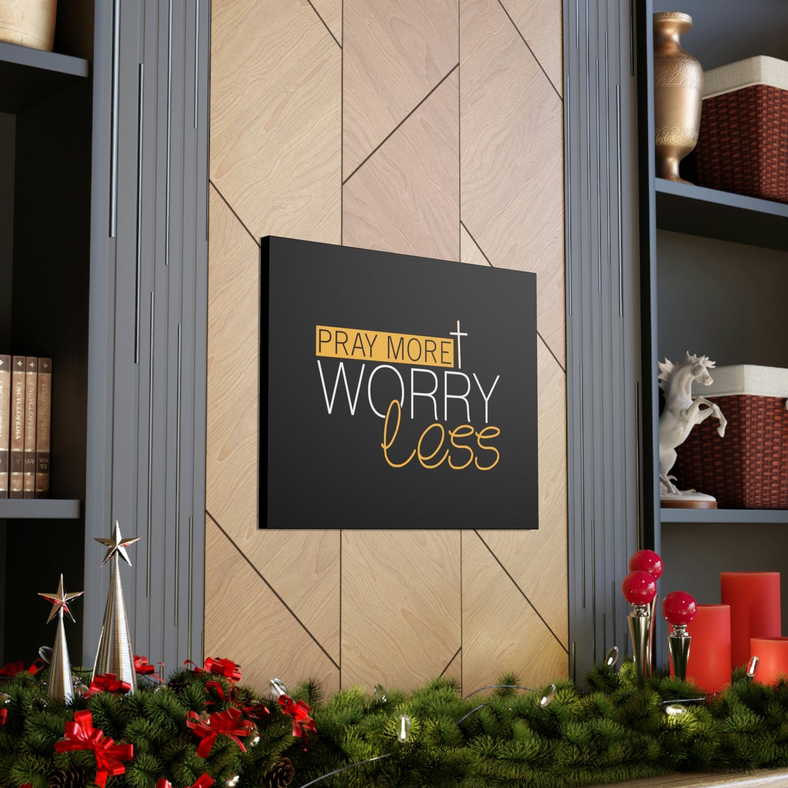 Scripture Walls Pray More, Worry Less Ephesians 6:18 Orange Christian Wall Art Bible Verse Print Ready to Hang Unframed-Express Your Love Gifts