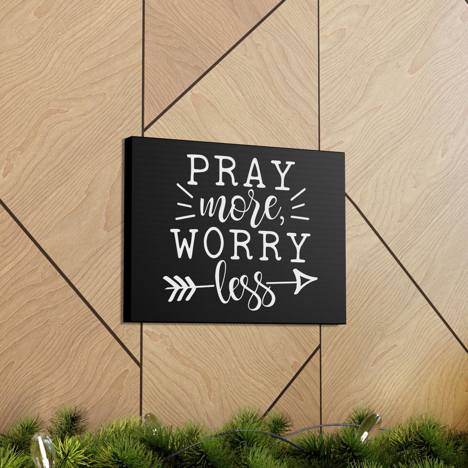 Scripture Walls Pray More Worry Less Philippians 4:6 Arrow Black Christian Wall Art Bible Verse Print Ready to Hang Unframed-Express Your Love Gifts