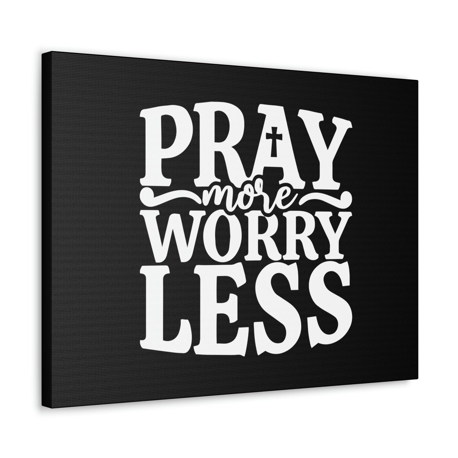 Scripture Walls Pray More Worry Less Philippians 4:6 Black Cross Christian Wall Art Bible Verse Print Ready to Hang Unframed-Express Your Love Gifts