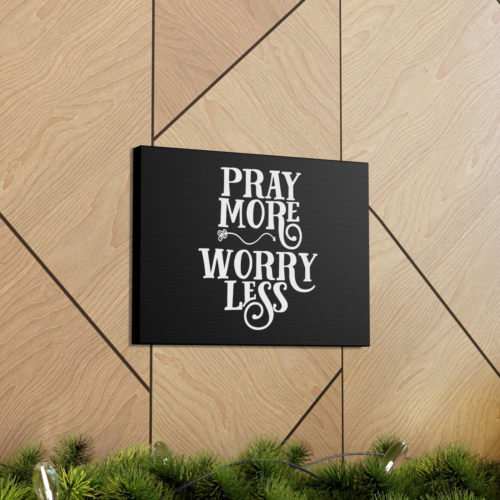 Scripture Walls Pray More, Worry Less Philippians 4:6 Curvy Arrow Christian Wall Art Bible Verse Print Ready to Hang Unframed-Express Your Love Gifts