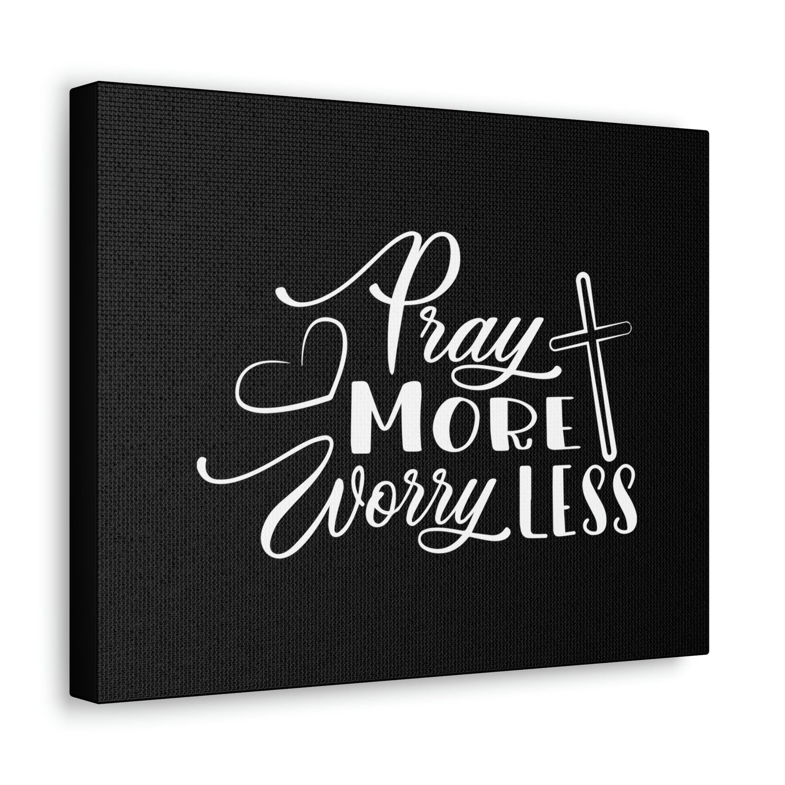Scripture Walls Pray More Worry Less Philippians 4:6 Heart Black Christian Wall Art Bible Verse Print Ready to Hang Unframed-Express Your Love Gifts