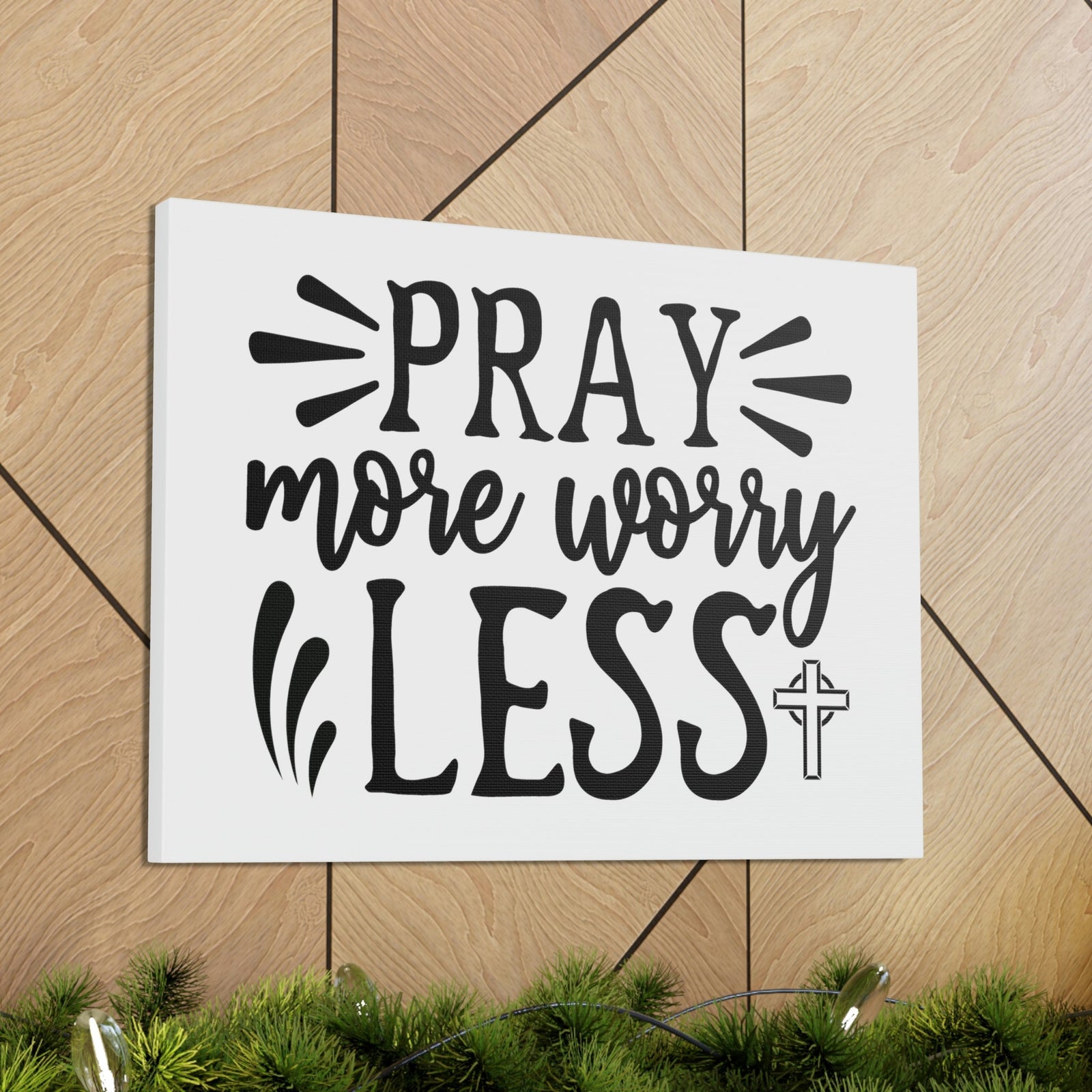 Scripture Walls Pray More Worry Less Psalm 34:4 Christian Wall Art Print Ready to Hang Unframed-Express Your Love Gifts