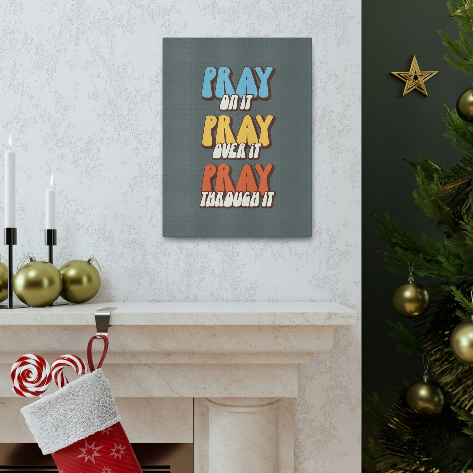Scripture Walls Pray Through It 1 Thessalonians 5:16 Gray Bible Canvas Christian Wall Art Ready to Hang Unframed-Express Your Love Gifts