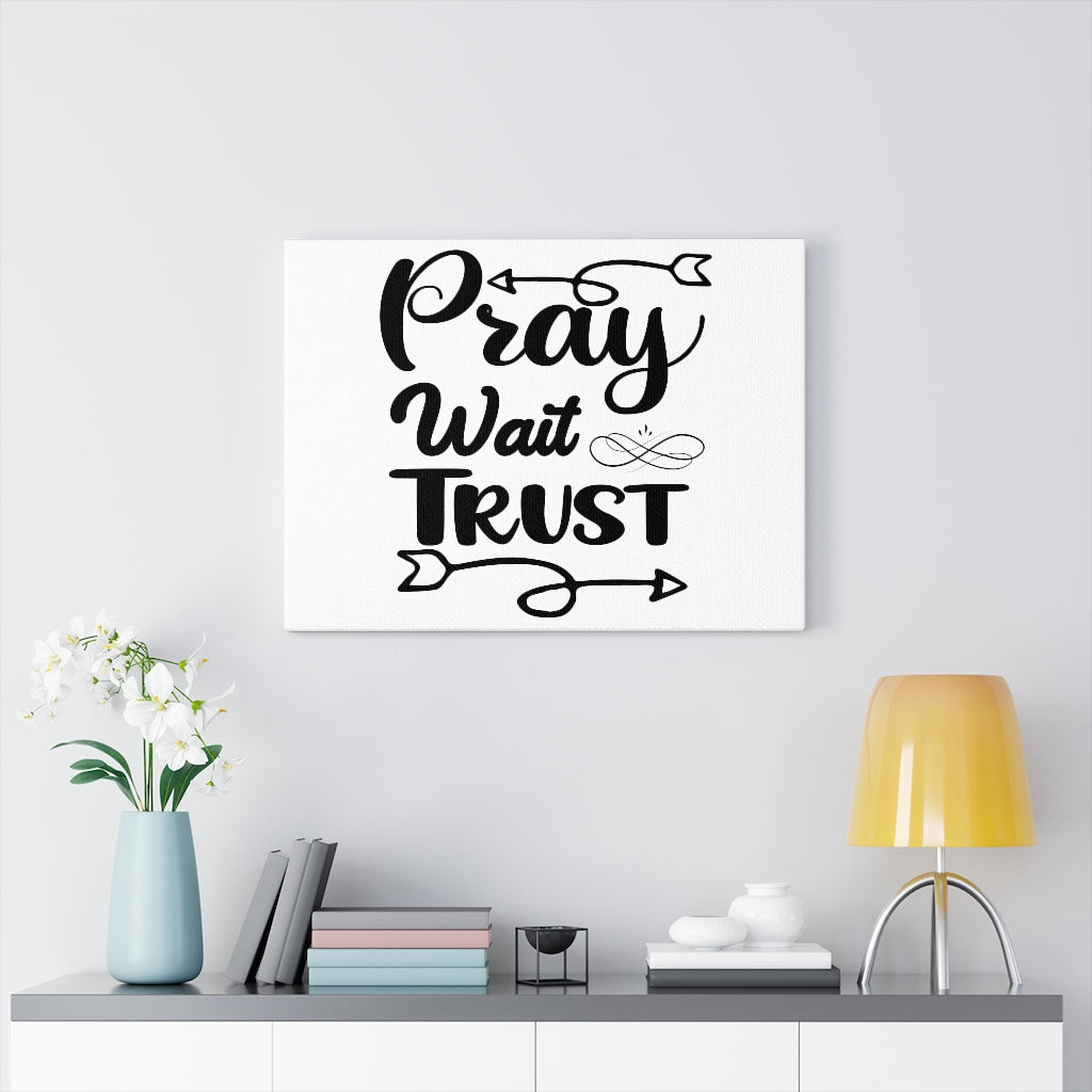 Scripture Walls Pray Wait Trust Arrow Bible Verse Canvas Christian Wall Art Ready to Hang Unframed-Express Your Love Gifts