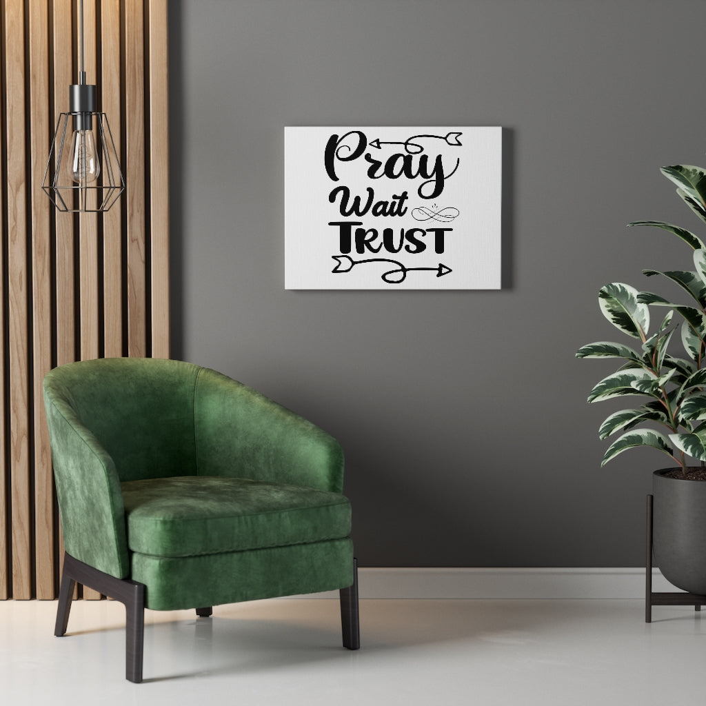 Scripture Walls Pray Wait Trust Arrow Bible Verse Canvas Christian Wall Art Ready to Hang Unframed-Express Your Love Gifts