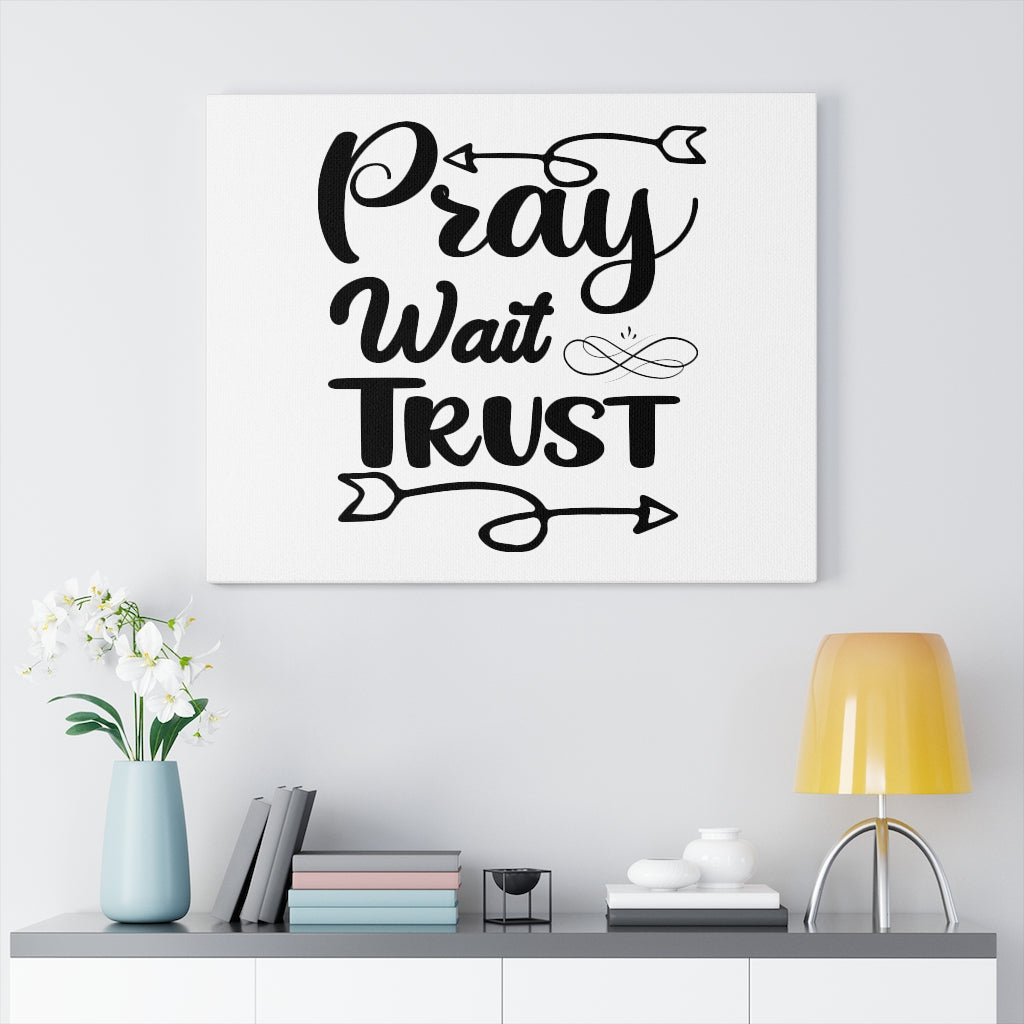 Scripture Walls Pray Wait Trust Arrow Bible Verse Canvas Christian Wall Art Ready to Hang Unframed-Express Your Love Gifts