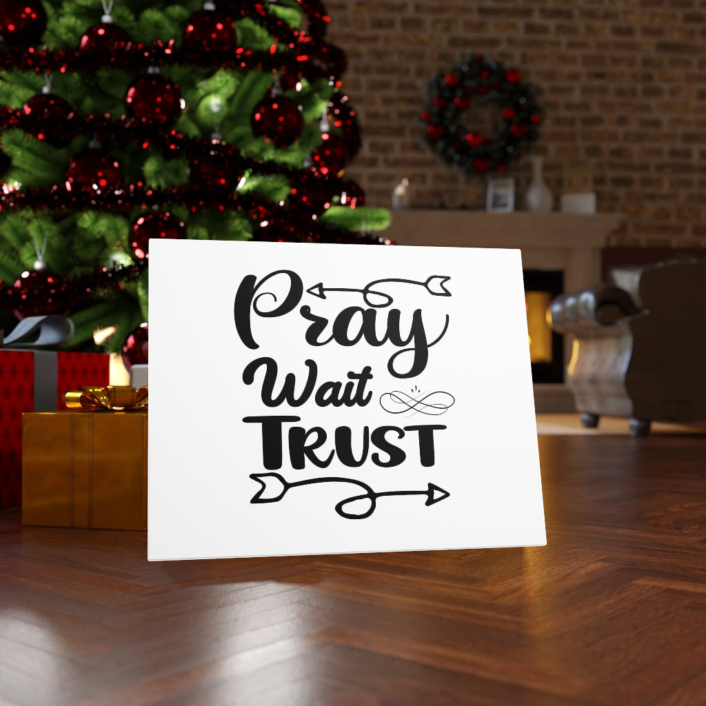 Scripture Walls Pray Wait Trust Bible Verse Canvas Christian Wall Art Ready to Hang Unframed-Express Your Love Gifts
