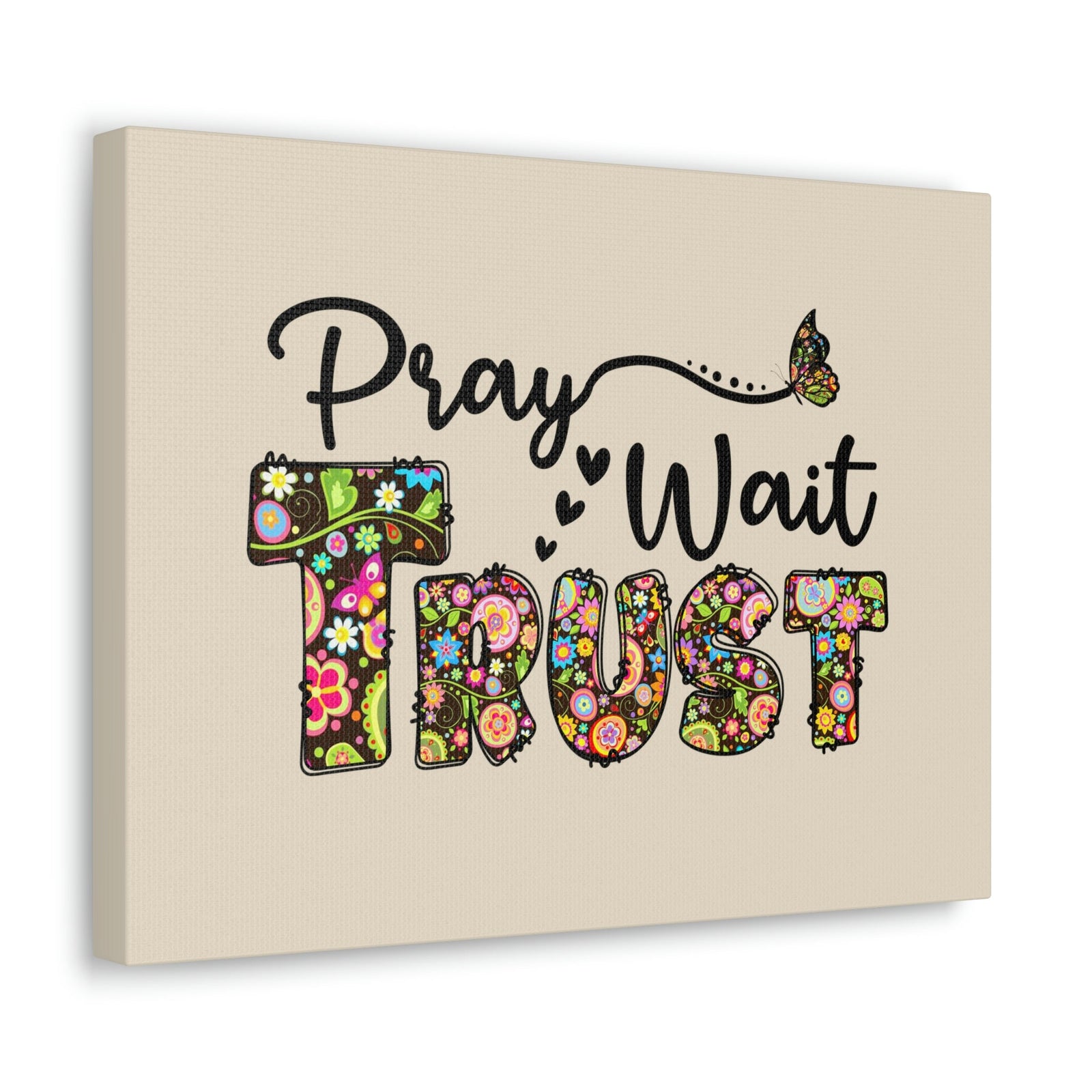 Scripture Walls Pray, Wait, Trust Romans 15:13 Floral Pastel Bible Verse Canvas Christian Wall Art Ready to Hang Unframed-Express Your Love Gifts