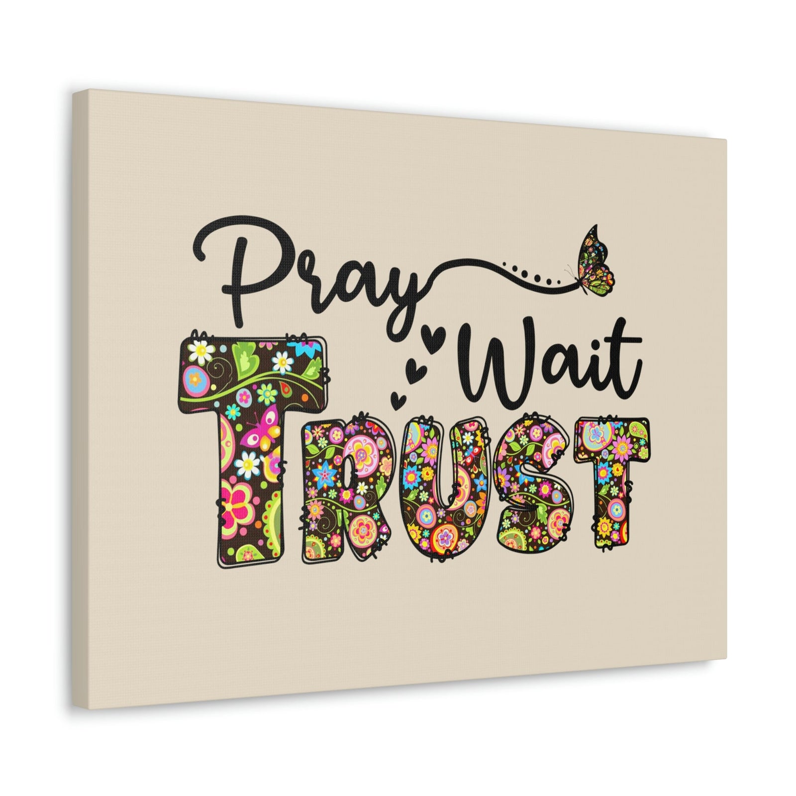 Scripture Walls Pray, Wait, Trust Romans 15:13 Floral Pastel Bible Verse Canvas Christian Wall Art Ready to Hang Unframed-Express Your Love Gifts