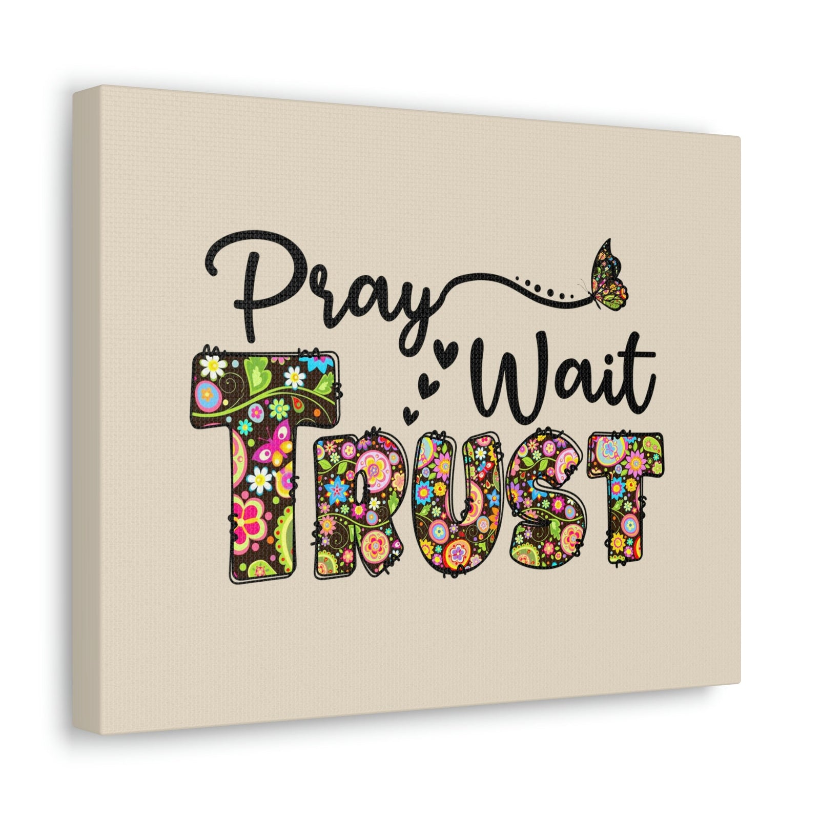Scripture Walls Pray, Wait, Trust Romans 15:13 Floral Pastel Bible Verse Canvas Christian Wall Art Ready to Hang Unframed-Express Your Love Gifts