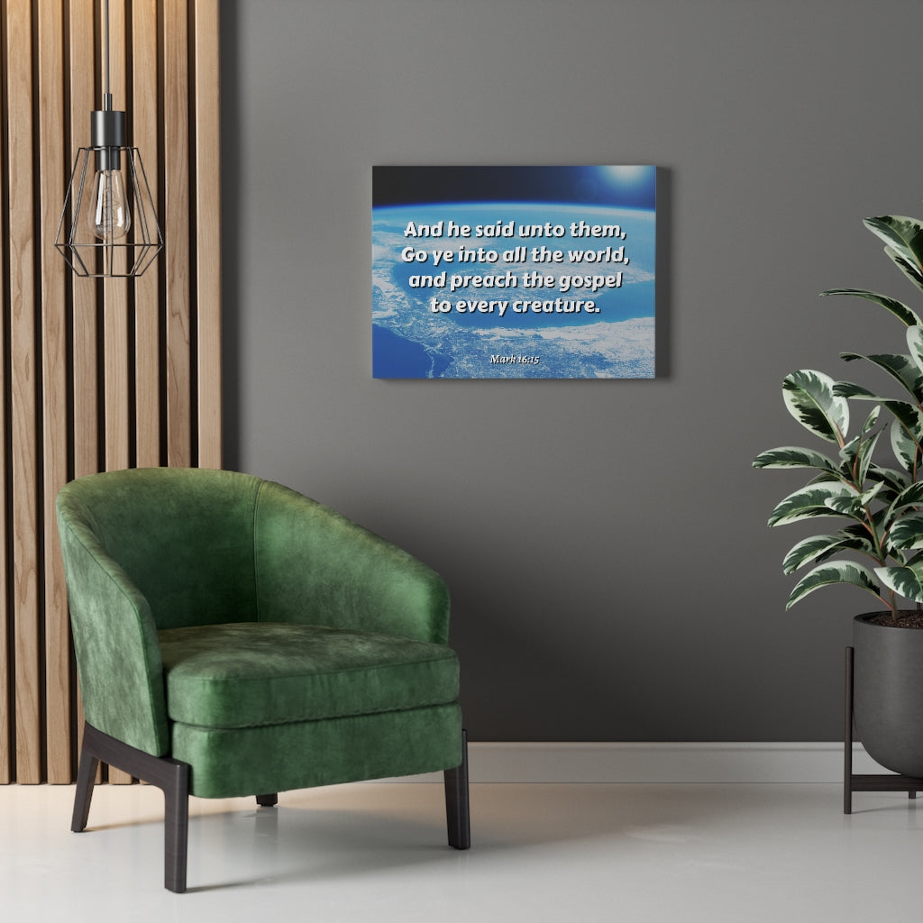 Scripture Walls Preach The Gospel Mark 16:15 Bible Verse Canvas Christian Wall Art Ready to Hang Unframed-Express Your Love Gifts