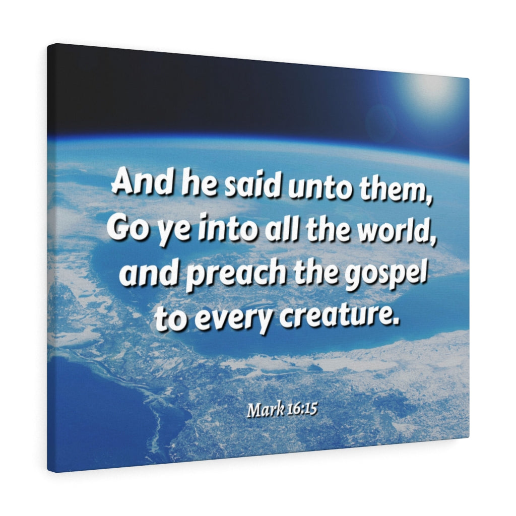 Scripture Walls Preach The Gospel Mark 16:15 Bible Verse Canvas Christian Wall Art Ready to Hang Unframed-Express Your Love Gifts