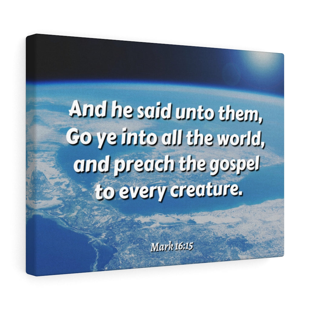 Scripture Walls Preach The Gospel Mark 16:15 Bible Verse Canvas Christian Wall Art Ready to Hang Unframed-Express Your Love Gifts